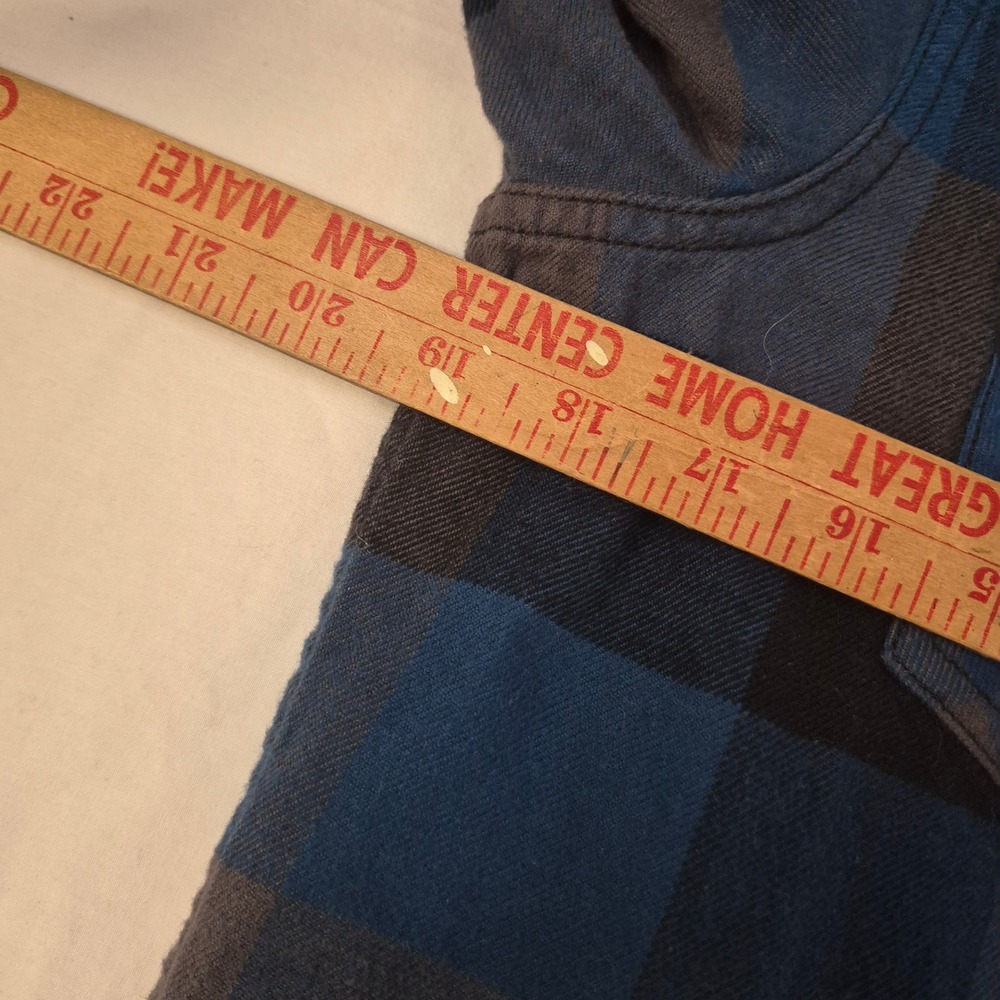 Vans Flannel Shirt Mens Small Blue Grey Black Plaid Tailored Fit Workshirt Skate - Picture 9 of 10